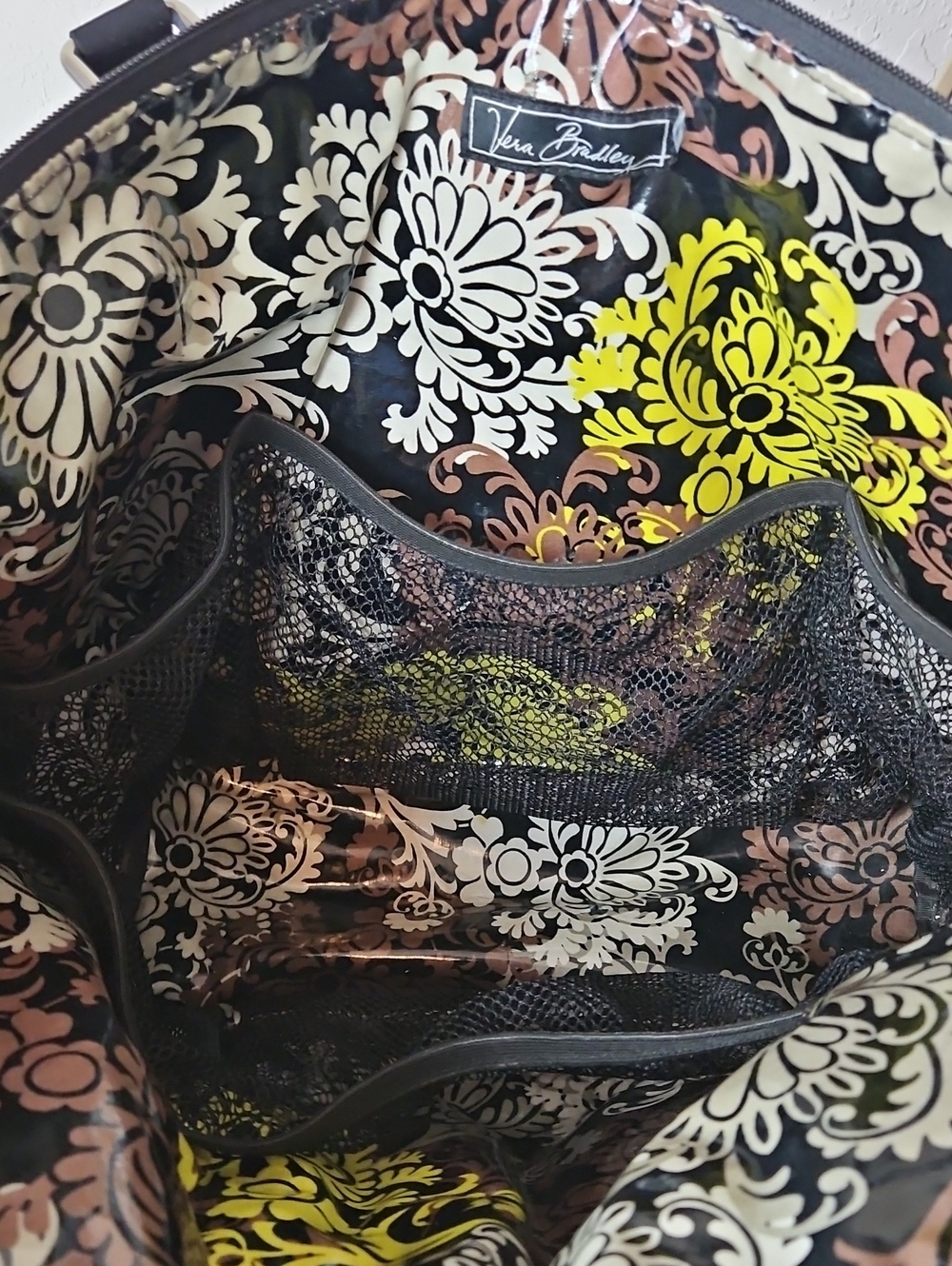 Vera Bradley Black Quilted Plastic Lined Diaper Bag/Tote Bag, Microfiber - Picture 10 of 11